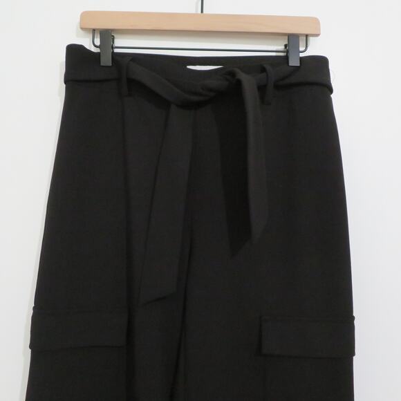Carole Wren Womens Sz 8 Black Wide Leg High Waisted Belted Pants - Picture 3 of 5